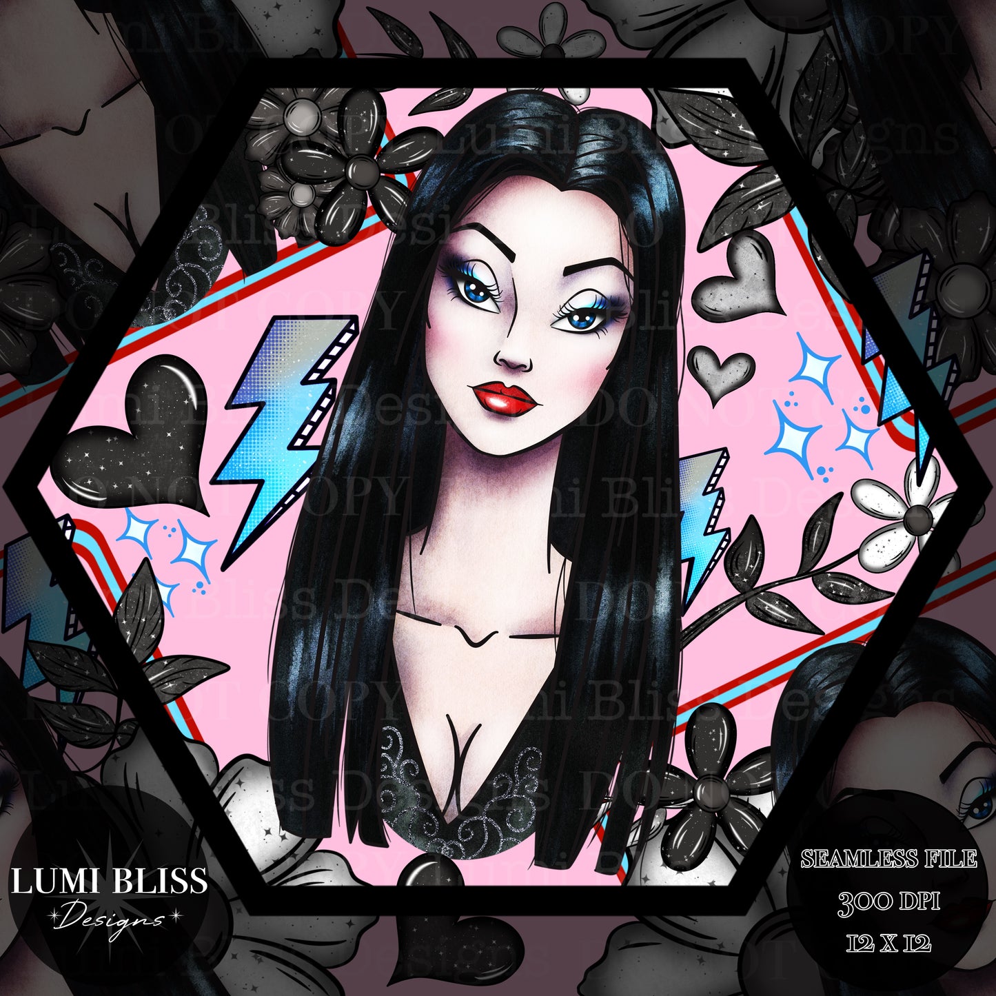 Goth Girls Morticia Seamless