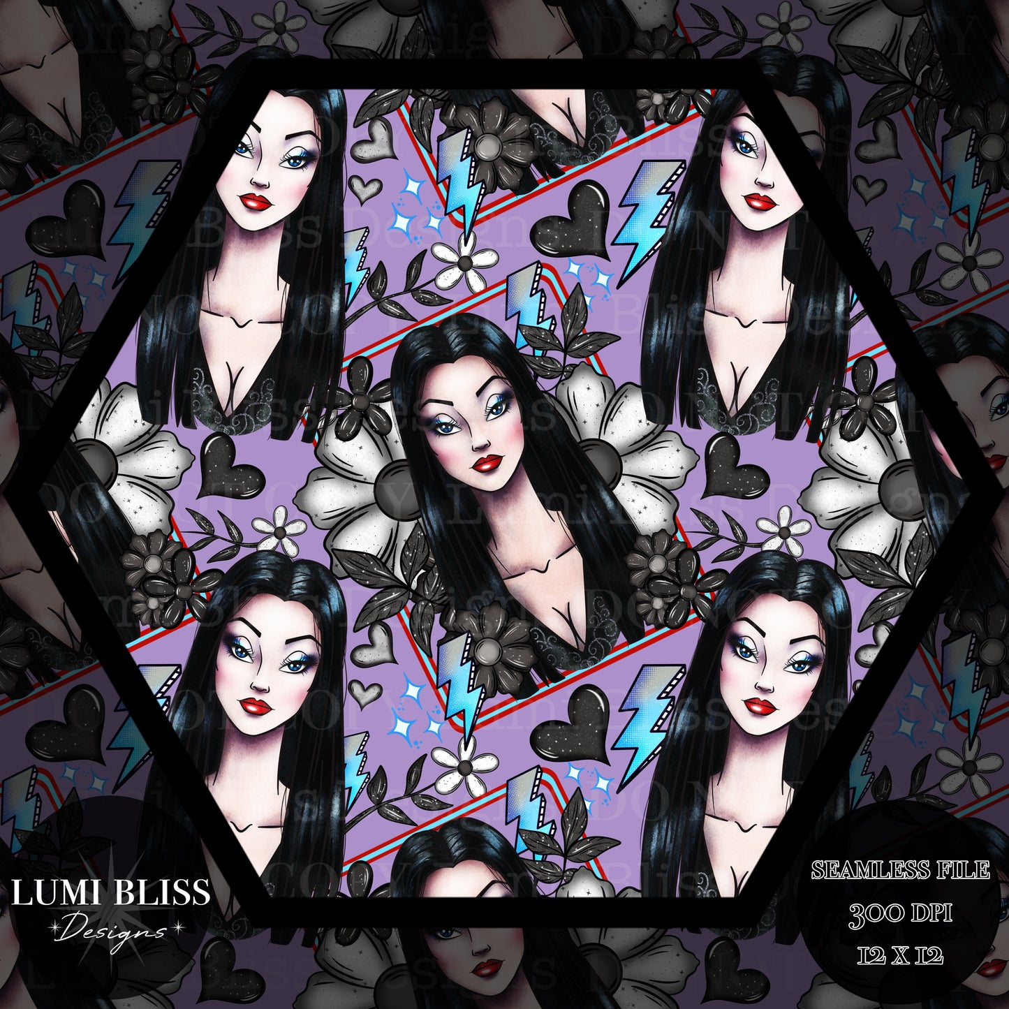 Goth Girls Morticia Seamless