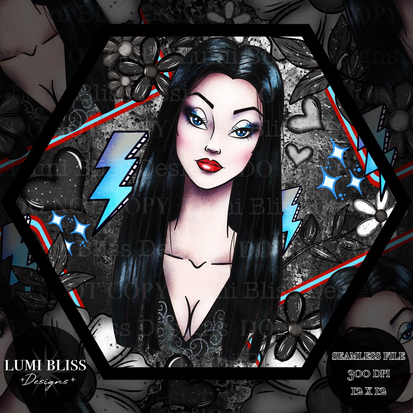 Goth Girls Morticia Seamless