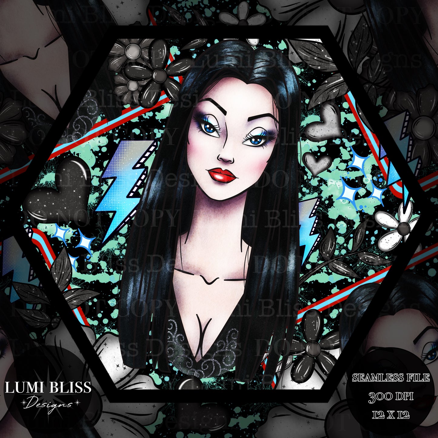 Goth Girls Morticia Seamless