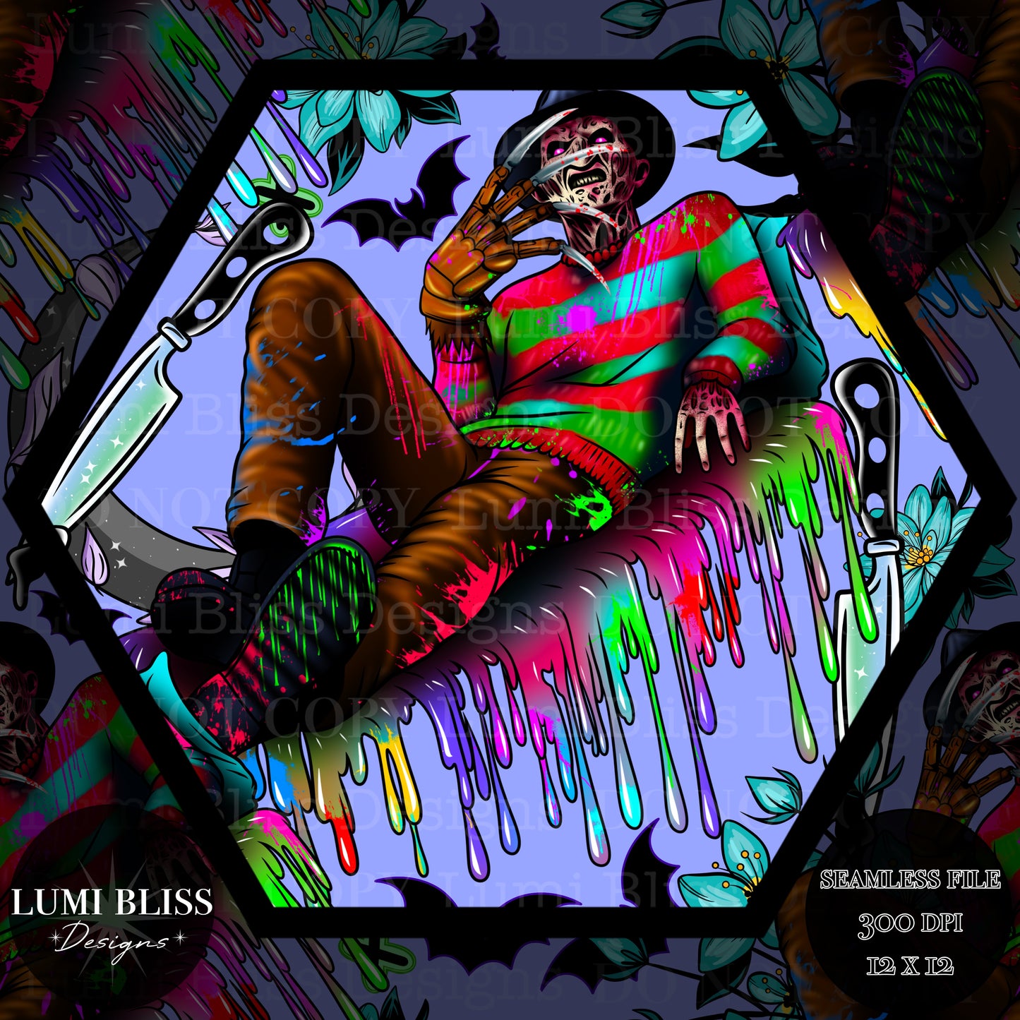 Horror Floral Freddy Seamless
