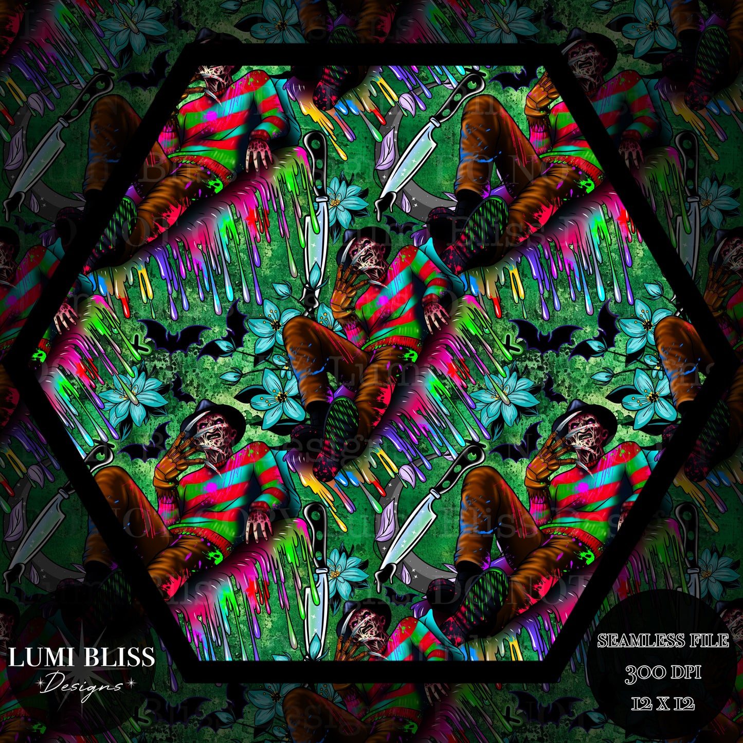 Horror Floral Freddy Seamless