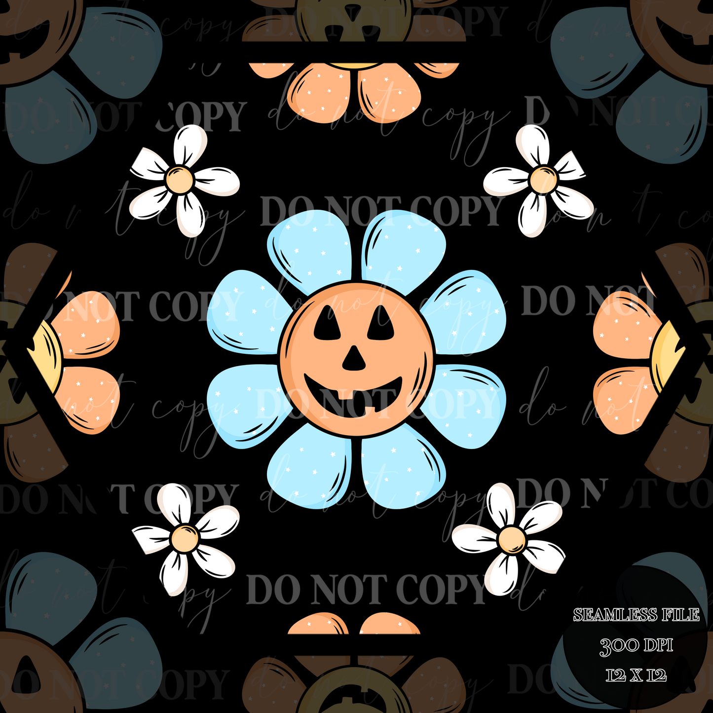 Jack-O-lantern daisy Seamless