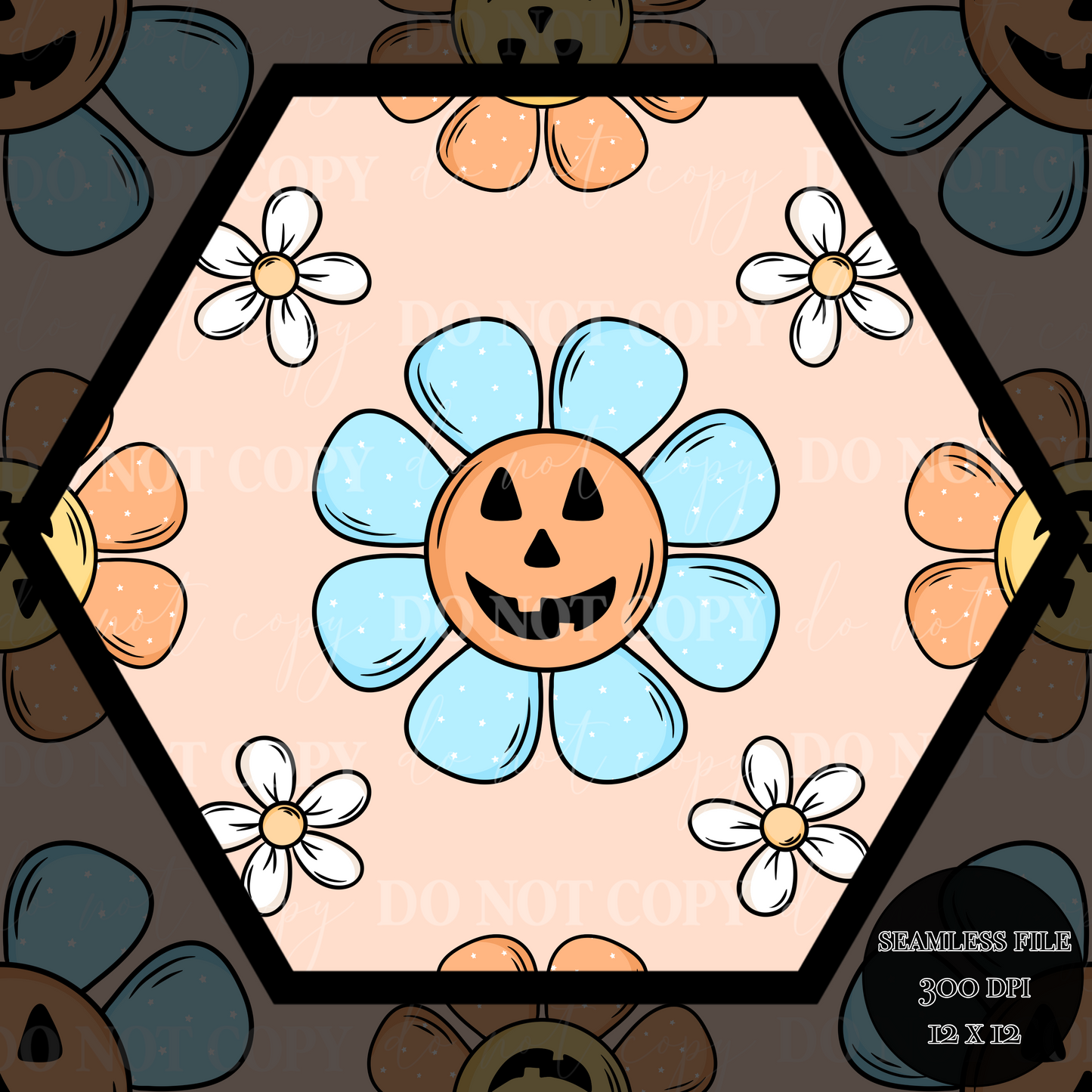 Jack-O-lantern daisy Seamless