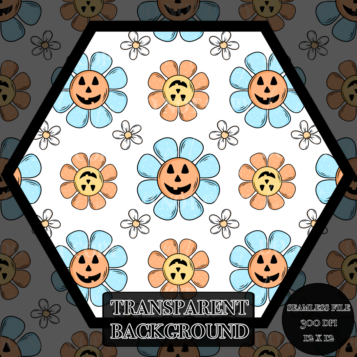 Jack-O-lantern daisy Seamless