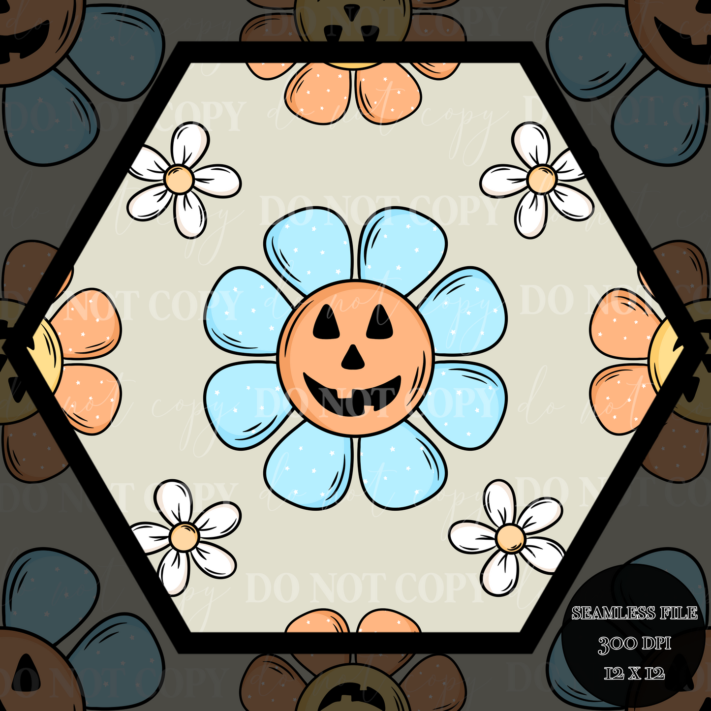 Jack-O-lantern daisy Seamless