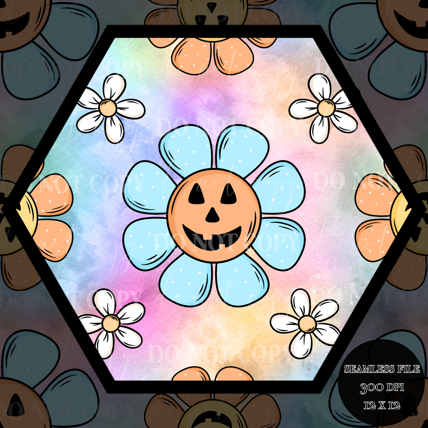 Jack-O-lantern daisy Seamless