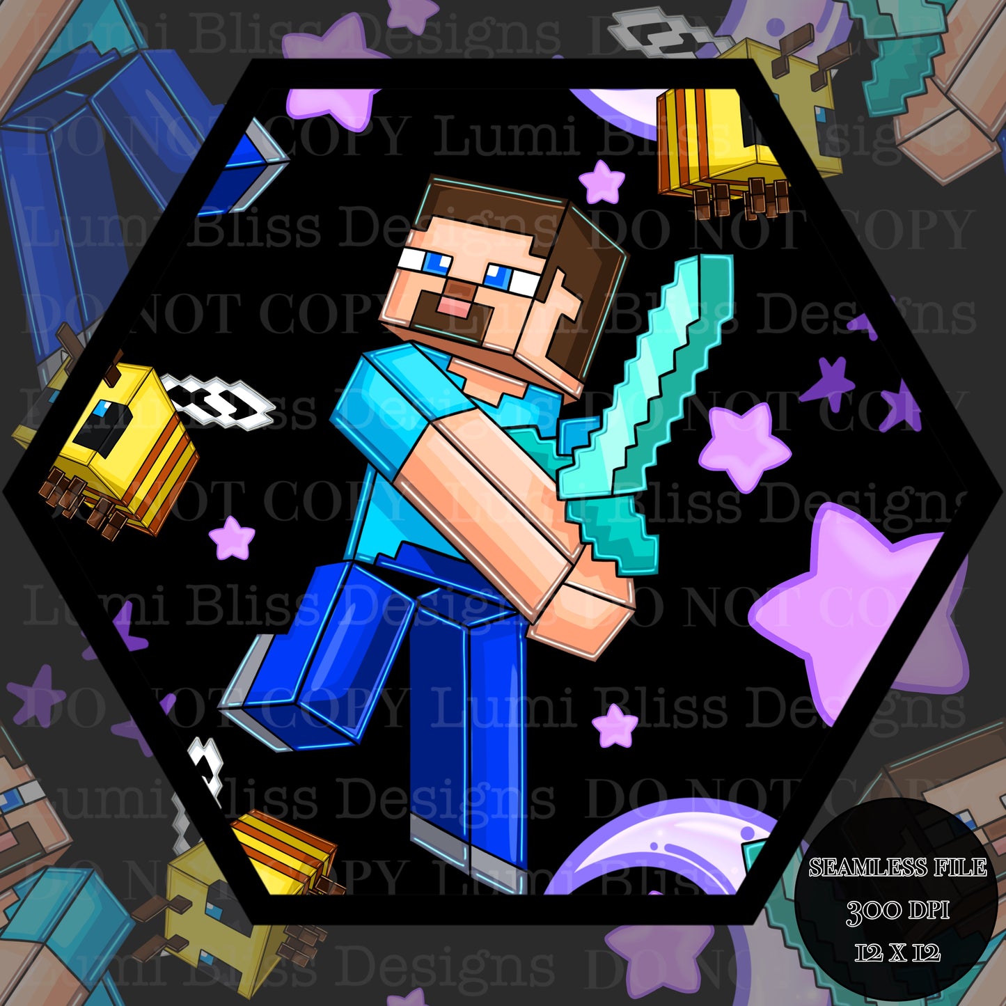 Moon & stars Steve Seamless