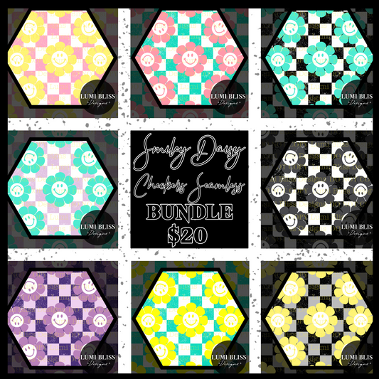 Smiley Daisy Checkers Seamless Bundle